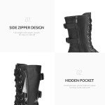 DREAM PAIRS Women's Black Lace-Up Combat Boots
