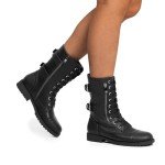 DREAM PAIRS Women's Black Lace-Up Combat Boots