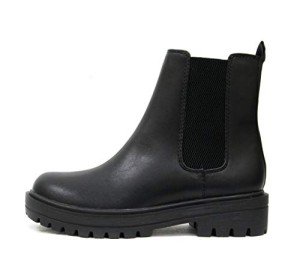 Soda Pilot Black Low Heel Chelsea Ankle Booties