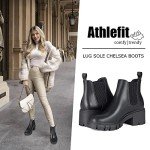 Athlefit Women's Black Chunky Heel Chelsea Boots