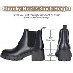 Athlefit Women's Black Chunky Heel Chelsea Boots