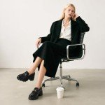 Black Platform Chunky Loafers for Women