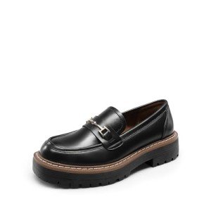 DREAM PAIRS Women's Chunky Heel Slip-On Loafers