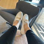 Beige Leather Slip-On Loafers for Women