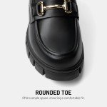 Black Platform Chunky Loafers for Women