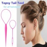 Luumxai 9pcs Topsy Hair Tail Tool and rat tail comb set,6pcs French Braiding Tool ring,3Pcs Metal Parting Combs,Woman Girl Hair Styling (Pink,Purple, Black)