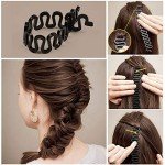 TsMADDTs Hair Braiding Tools Set, 8PCS Topsy Tail Tools, 8PCS French Centipede Braiders for French Twist Plait Ponytail, 10PCS Black Hair Ties Bulk