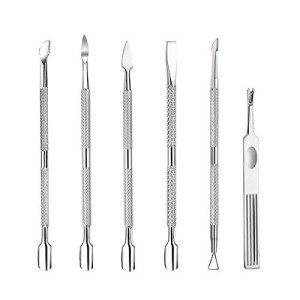 6PCS Cuticle Pusher Set, Stainless Steel Cuticle Remover Kit, Cutter and Trimmer Manicure and Pedicure Tools for Fingernail and Toenails