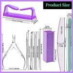 FANDAMEI Manicure and Pedicure Tools Kit, Manicure Kit, Nail Files 100/180, Nail Buffer Block, Nail Cuticle Nippers, Cuticle Pusher, Cuticle Peeler, Ingrown Toenail Tool, Toenail File, Purple