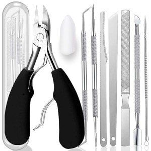 10-Pack Ingrown Toenail Tool, Toenail File and Lifters, Professional Surgical Stainless Steel Ingrown Toenail Tool- Safe Nail Cleaning Treatment Pedicure Tools Kit Under