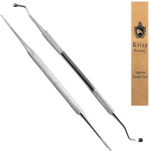 Ingrown Toenail Removal Kit - Under Nail Cleaner Tool Double Ended Nail Lifter & Nail File Cleaning Scooper Curette Tools Trimmer Medical Grade Stainless Steel Manicure Pedicure Nail Care Set by Krisp