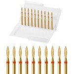 ERUIKA 10pcs Diamond Flame Titanium Cuticle Drill Bits Set, Professional Cuticle Nail Drill Bits for Dead Skin 3/32'' Nails Dry Manicure Pedicure Shape Remove Nail Salon Tools(Gold, Fine-F)