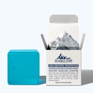 Alaskacube Cool Menthol Shower Bath Body Soap Bar Cleanser Cooling Effect Rich Foam Body Wash Shampoo Deodorant for Face and Body 3% Menthol 4.93oz Perfect For Men Women Smell Best Refreshing