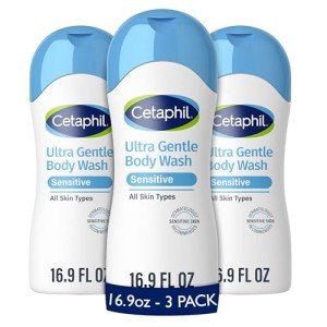 Cetaphil Ultra Gentle Refreshing Body Wash, For Dry to Normal, Sensitive Skin, 16.9oz Pack of 3, Aloe Vera, Calendula, Vitamin B5, Hypoallergenic, Paraben Free, Fragrance Free, Dermatologist Tested