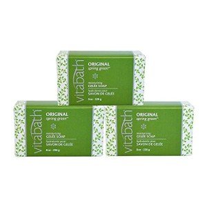 Vitabath Original Spring Green Moisturizing Gelee Bar Soap All Over Gentle Foaming Cleanser & Hydrating Solid Body Wash - Nourish & Rejuvenate All Skin Types Women & Men - 8oz (Pack of 3)