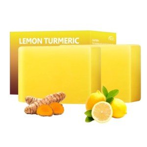 Turmeric Kojic Lemon Soap 7OZ/200g Organic Turmeric Soap Bars Face Facial Cleanser Body Wash Hand Bath Natural Acid Bars for Dark Pimple Blemishes Even Skin Tone Spots Bright for Under Arm Gifts