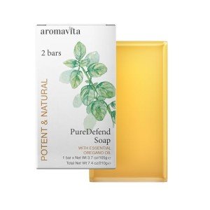 AROMAVITA Oil of Oregano Bar - Natural Plant Therapy Hand Soap & Body Wash Oregano Oil Extract Soap - Topical Skin Cleanser Soap Bar - for Acne, Eczema, Foot and Nail Problems, 2-pack