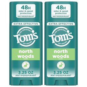 Tom’s of Maine North Woods Antiperspirant Deodorant for Men and Women, 48 HR Odor & Sweat Protection, Patchouli and Lavender Scent, 3.25 oz, 2-Pack