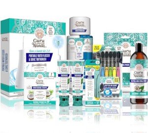 GuruNanda 7-Step Regimen 2.0 for Complete Oral Care Routine–CocoMint Oil Pulling, Dual Barrel Mouthwash, Hydroxyapatite Toothpaste, Whitening Strips, Lion & Lamb 2.0, BOG Toothbrush & Tongue Scrapers