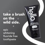 Hello Activated Charcoal Toothpaste, Fluoride Free with Activated Charcoal, Teeth Whitening Toothpaste with Fresh Mint and Coconut Oil, No SLS, Vegan, Gluten Free, 3 Pack, 4 OZ Tubes