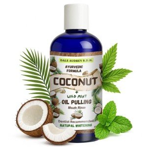 Coconut Oil Pulling for Teeth and Gums, Alcohol & Fluoride-Free Organic Pulling Oil, Oil Pulling Mouthwash Oral Health Rinse for Fresh Breath & Gum Care, Whitening Mouthwash Removes Bad Breath-8 FL Oz