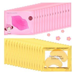 30 Pairs Eye Masks & Lip Masks, Crystal Collagen Eye Patches for Puffy Eyes & Dark Circles, Bachelorette Party Favors, Bridesmaid Gifts, Lip Care & 24K Gold Eye Mask Moisturizing & Reduce Wrinkles