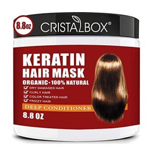 CRISTALBOX Keratin Hair Mask,Keratin Hair Treatment 250g Hair Mask for Dry Damaged Hair,Hair Treatment Mask Deep Repair Damage Hair Root,Natural Deep Conditioner Hydrating Hair Masque