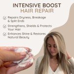 VITAMINS hair cosmetics Keratin Hair Mask Deep Conditioner - Biotin Collagen Protein & Castor Oil Repair for Dry Damaged Hair - Conditioning Treatment for Curly or Straight Thin Fine Locks