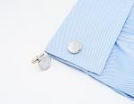 Jonwo Silver Round Mother of Pearl Cufflinks