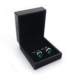Luxury Green Crystal Silver Cufflinks for Weddings