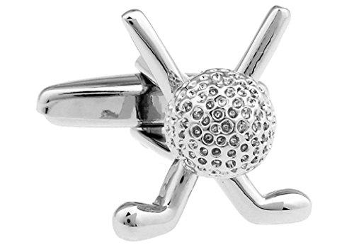 Golf Ball and Clubs Silver Cufflinks Gift Set