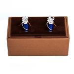 Blue Golf Clubs & Bag Silver Cufflinks Set