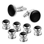 Classic Black and Silver Cufflinks Set for Men