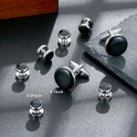 Classic Black and Silver Cufflinks Set for Men