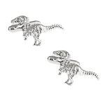 Silver Dinosaur Cufflinks - 3D T-Rex Design