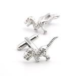 Silver Dinosaur Cufflinks - 3D T-Rex Design