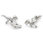 Silver Dinosaur Cufflinks - 3D T-Rex Design