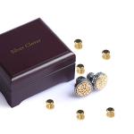 Vintage Silver Clover Cufflinks with Shirt Studs