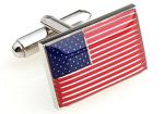 American Flag Silver Cufflinks with Gift Box