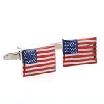 American Flag Silver Cufflinks with Gift Box