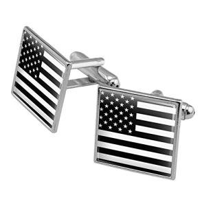 American Flag Black White Tactical Square Cufflinks
