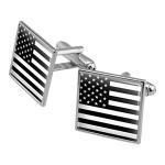 American Flag Black White Tactical Square Cufflinks