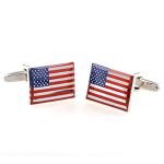 American Flag Silver Cufflinks with Gift Box