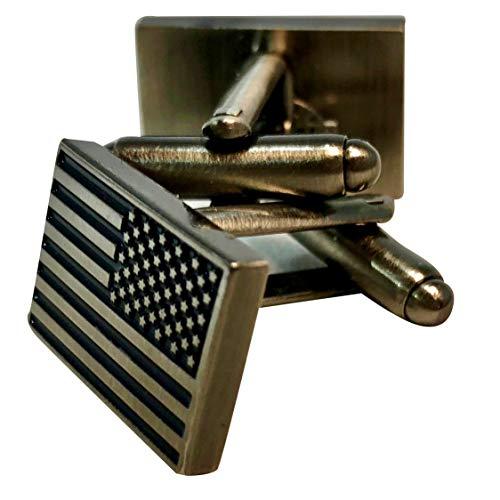 American Flag Silver Cufflinks - Patriotic Men's Accessory