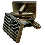 American Flag Silver Cufflinks - Patriotic Men's Accessory