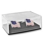 Silver American Flag Enamel Cufflinks and Lapel Pin