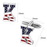 AMITER Men's Initial Cufflinks with American Flag Design
