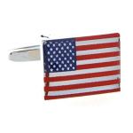 USA Flag Silver Cufflinks with Gift Box