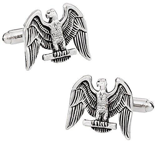 Silver American Eagle Patriotic Cufflinks Set