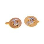 Marines Anchor Globe Eagle Silver Cufflinks Set